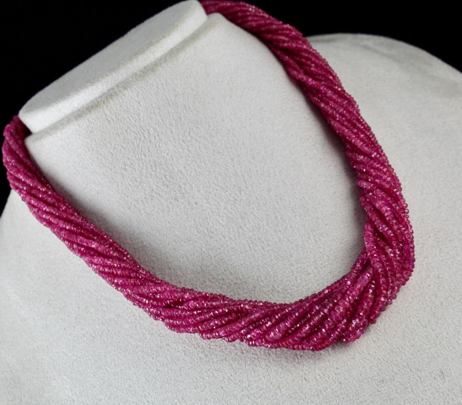 REDDISH NATURAL NO HEAT BURMESE RUBY BEADS FACETED 547 CARATS GEMSTONE NECKLACE