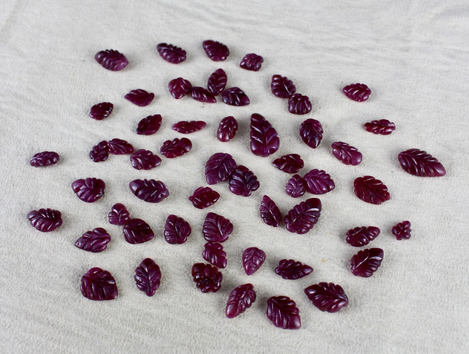 Certified Natural Ruby Carved Leaves 113.25ct 55 Pcs Gemstone Lot Jewelry Design