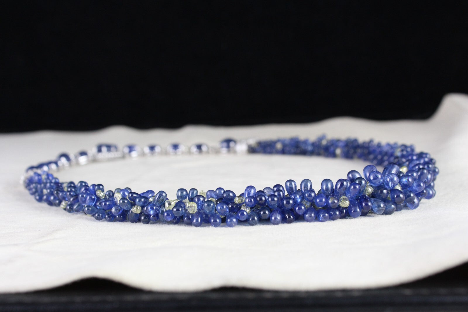 Certified 18k Gold Fine Blue Sapphire 316.58ct Natural Diamond Teardrop Necklace