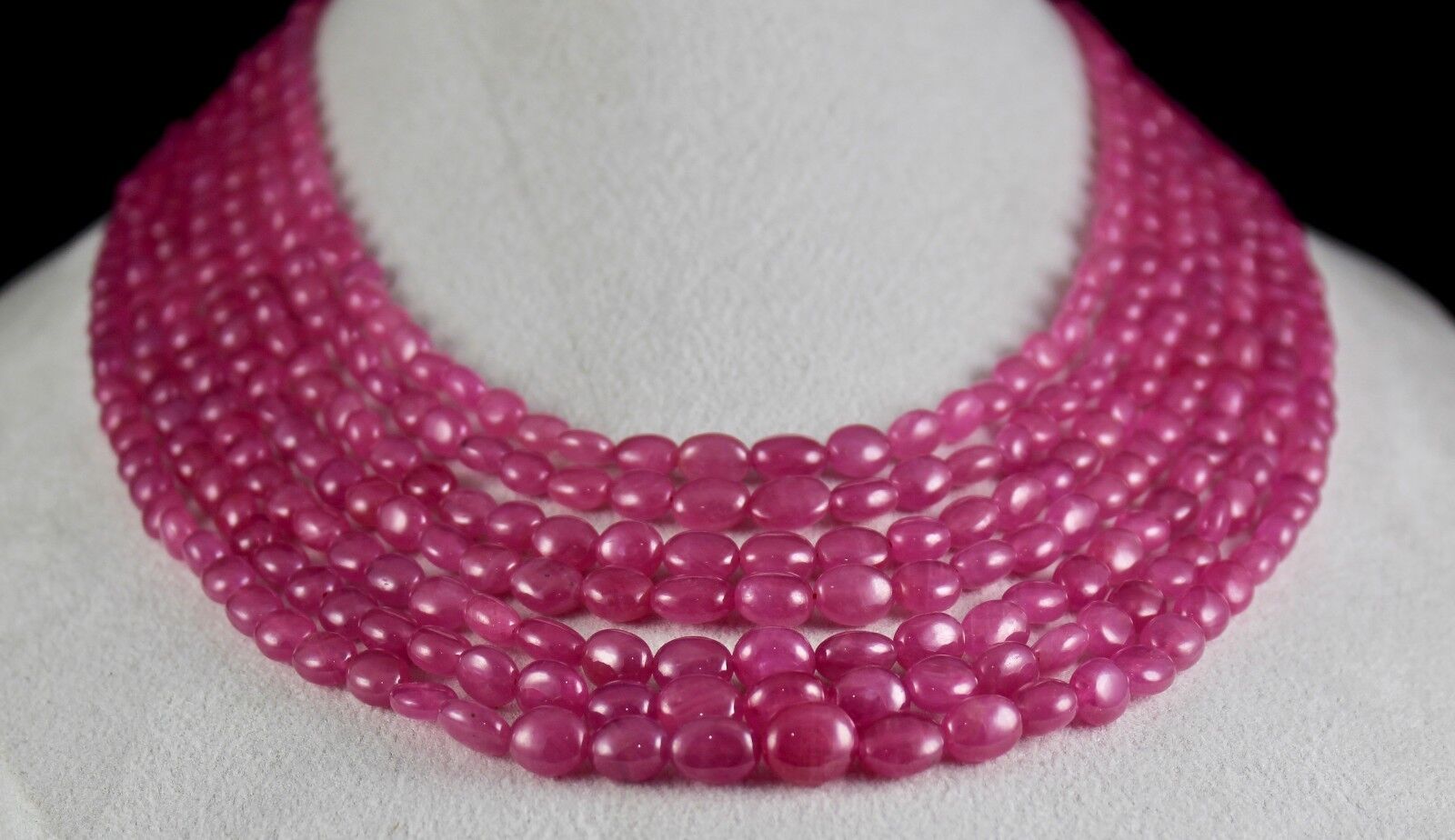 NATURAL UNTREATED RUBY LONG BEADS 7 LINE 1028 CARATS LADIES GEMSTONE NECKLACE