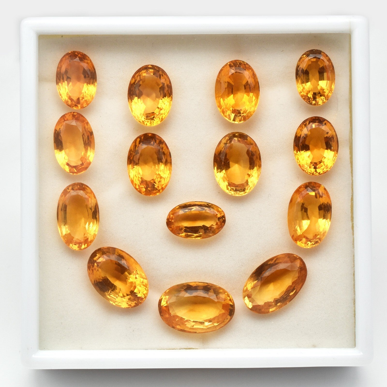 Certified Natural Yellow Citrine Oval Cut 14 Pc 138.50 Ct Gemstone Set Necklace