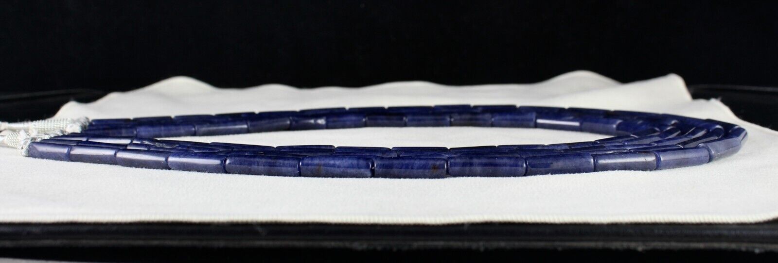 NATURAL BLUE AVENTURINE TUBE GEMSTONE 5 LINE 896 CT SEMI PRECIOUS BEADS NECKLACE