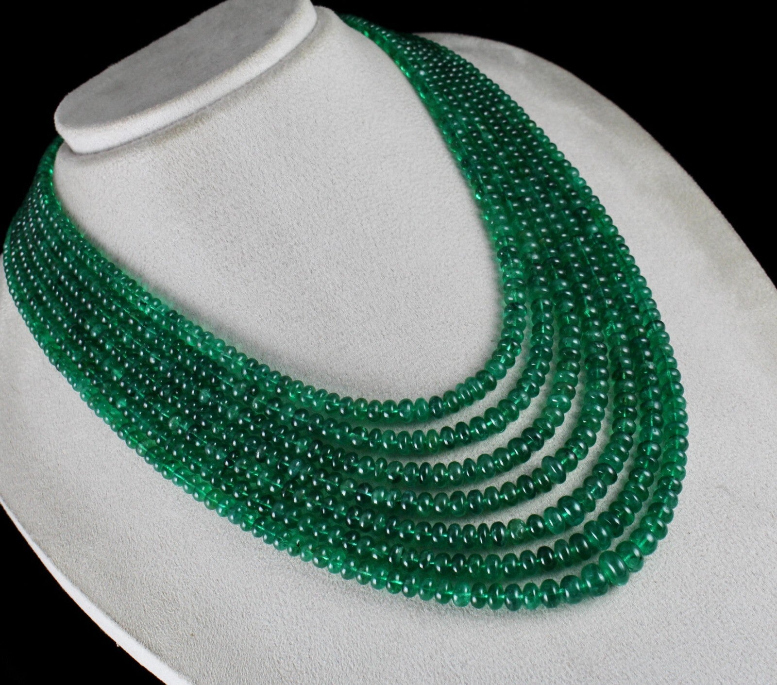 Certified Natural Zambia Emerald Beads 832ct Gemstone Necklace 7 Line