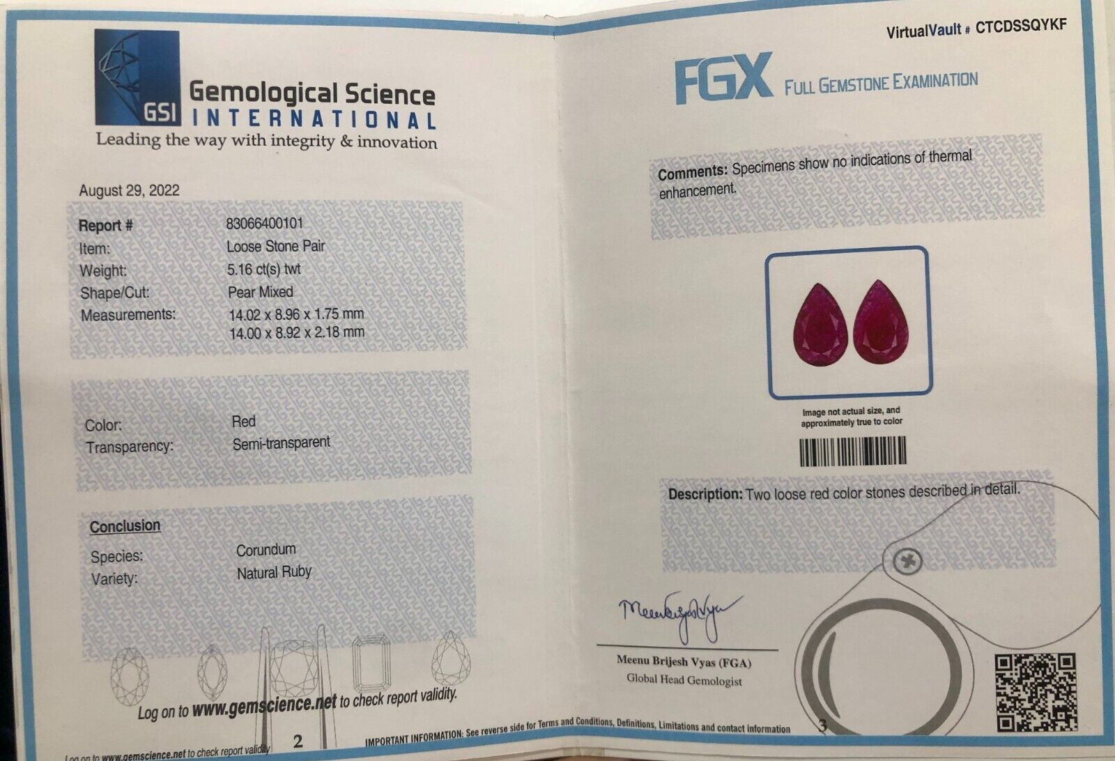 Natural Ruby Pear Cut 5.16 Ct Mozambique Noheat Gemstone Pair Earrings Certified