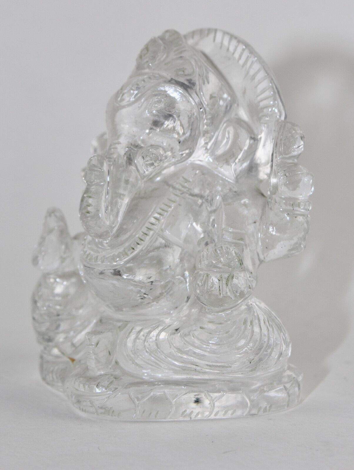 Natural Rock Crystal Quartz 3 In 826 Ct White Lord Ganesha Statue For Home Decor