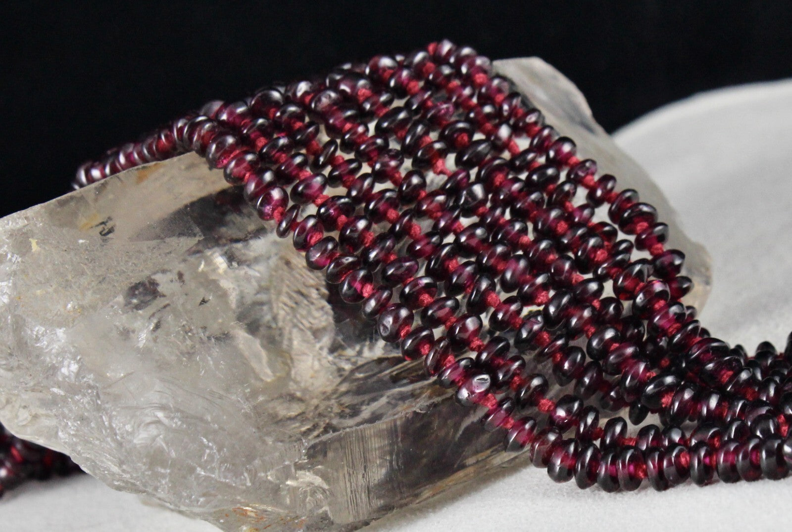 Natural Garnet Beads Necklace 575ct Semi Precious Gemstone 4-line Design