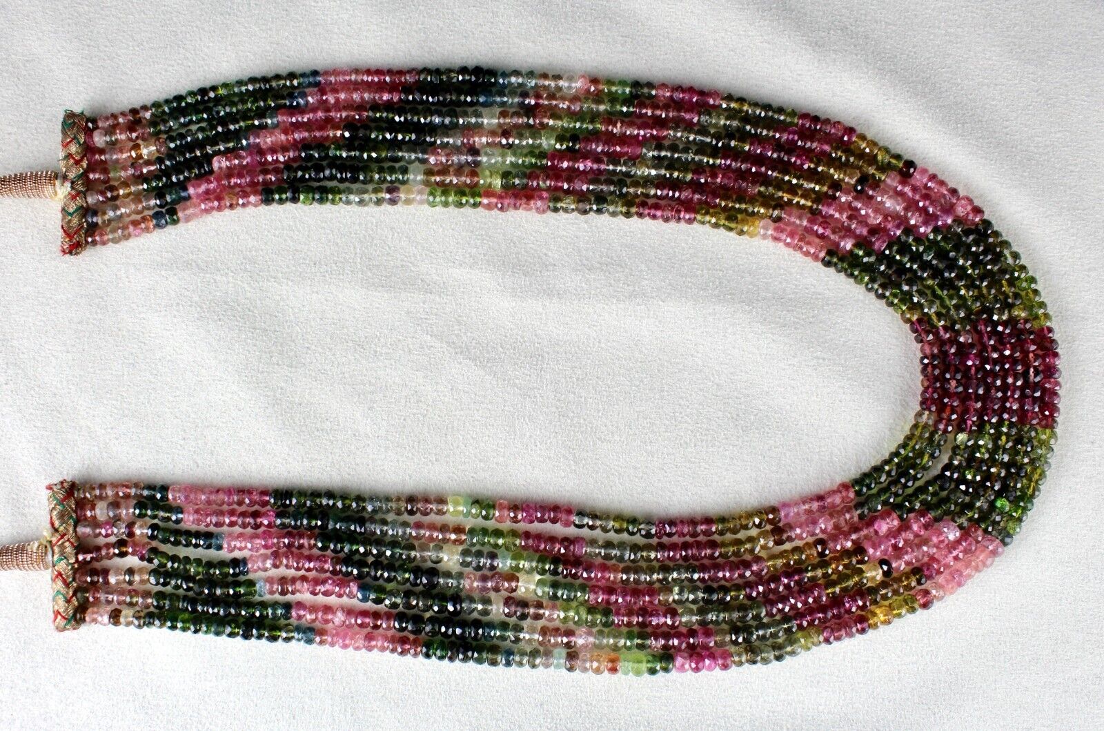 Natural Multi Tourmaline Beads Faceted Round 7L 670 Ct Gemstone Fashion Necklace