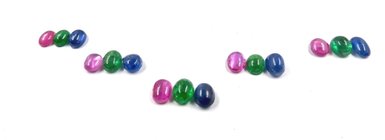 Certified Natural Emerald Sapphire Ruby Oval Cabochon Gemstone 1995ct Bracelet