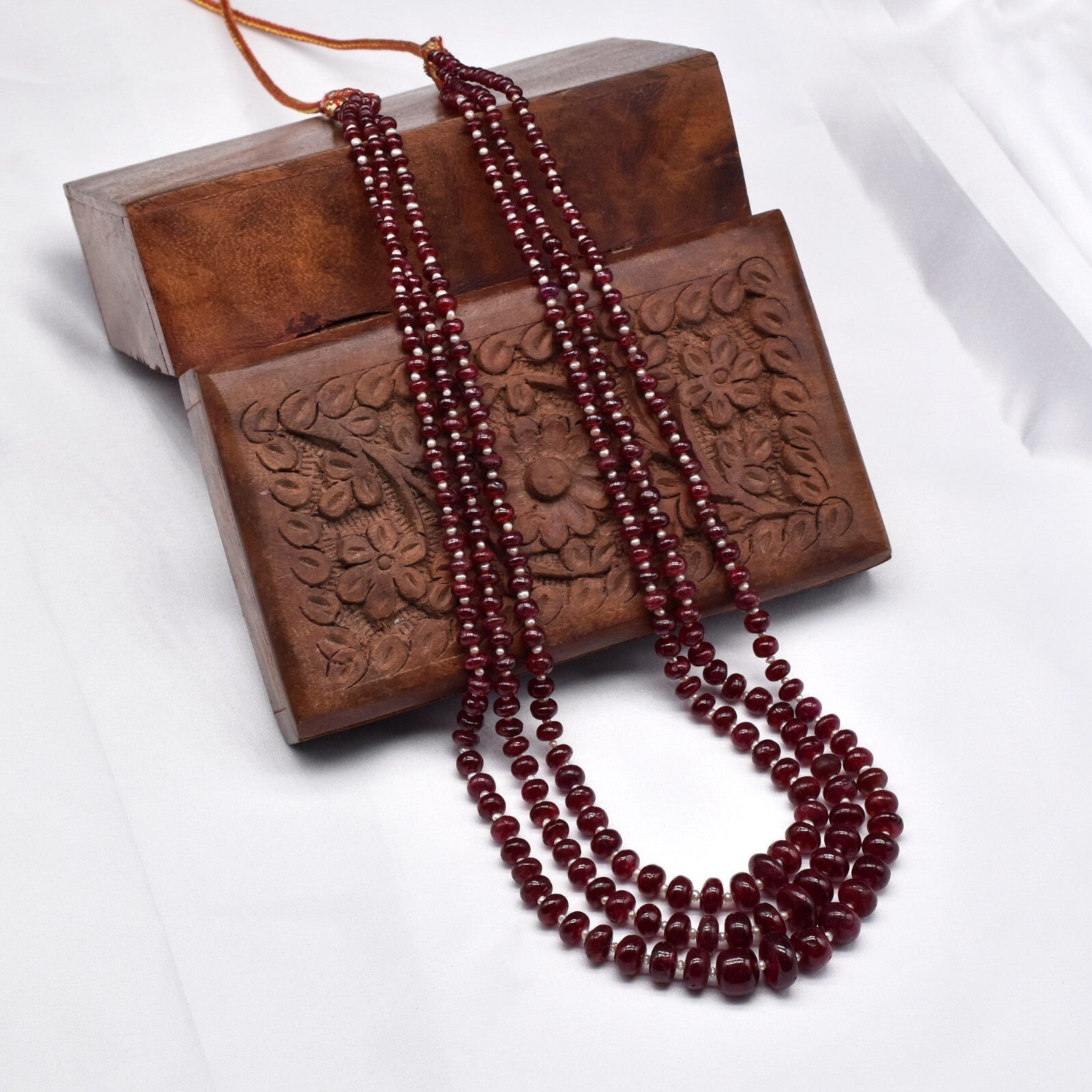 Certified Natural Spinel 319 Ct Pearl Beads Party Necklace Round Gemstone