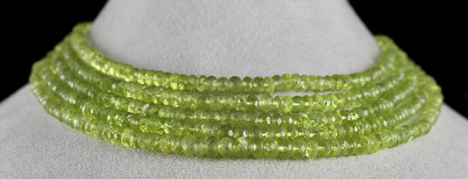 Natural Peridot Gemstone Necklace Faceted 441 Ct Round Green Beads Fashion