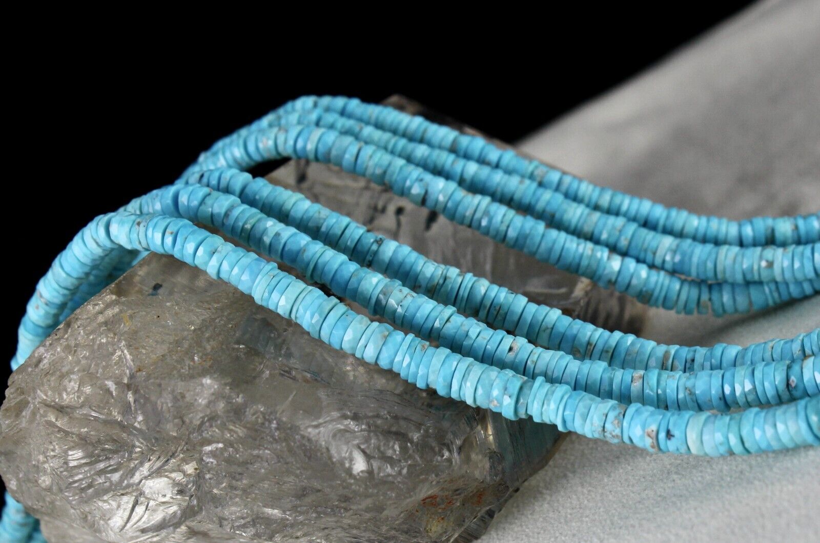 REAL NATURAL TURQUOISE FACETED BUTTON BEADS 3 L 441 CT GEMSTONE FASHION NECKLACE