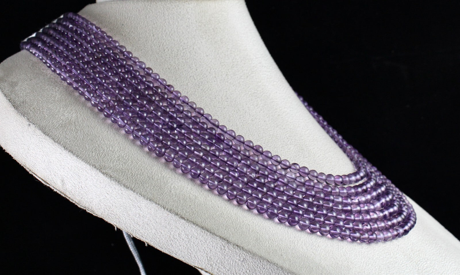 Natural Amethyst 7 Line Beads Necklace 804 Ct Purple Fashion Gemstone For Women