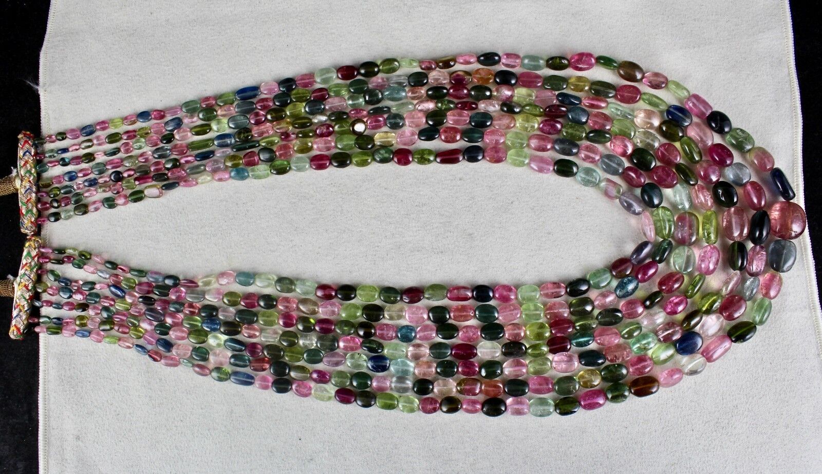 Natural Multi Colour Tourmaline Beads 7 Line 847 Ct Gemstone Statement Necklace