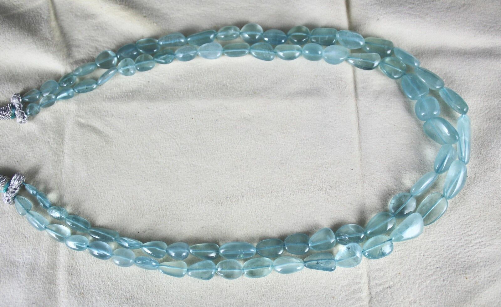 FINE NATURAL BLUE AQUAMARINE BEADS LONG 2 L 389 CARATS GEMSTONE FASHION NECKLACE