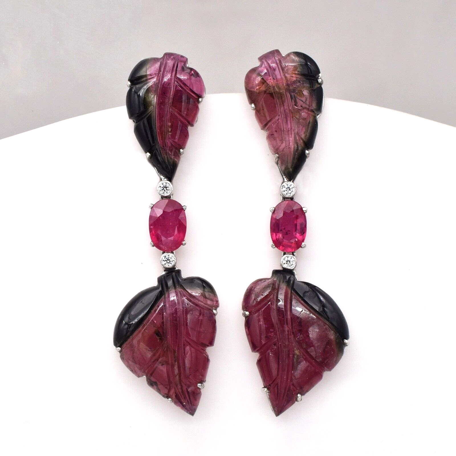 Certified Gemstone 10ct Tourmaline Ruby Mossianite Sterling Silver Earrings