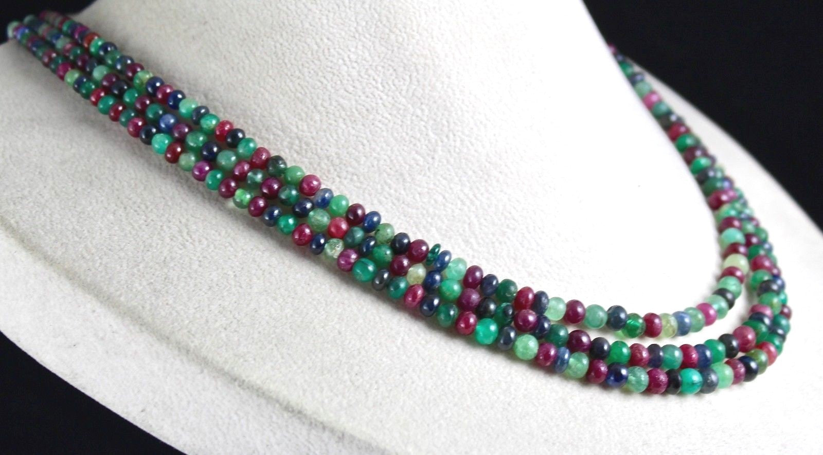 Certified Natural Emerald Ruby Sapphire 303ct Gemstone Necklace For Women