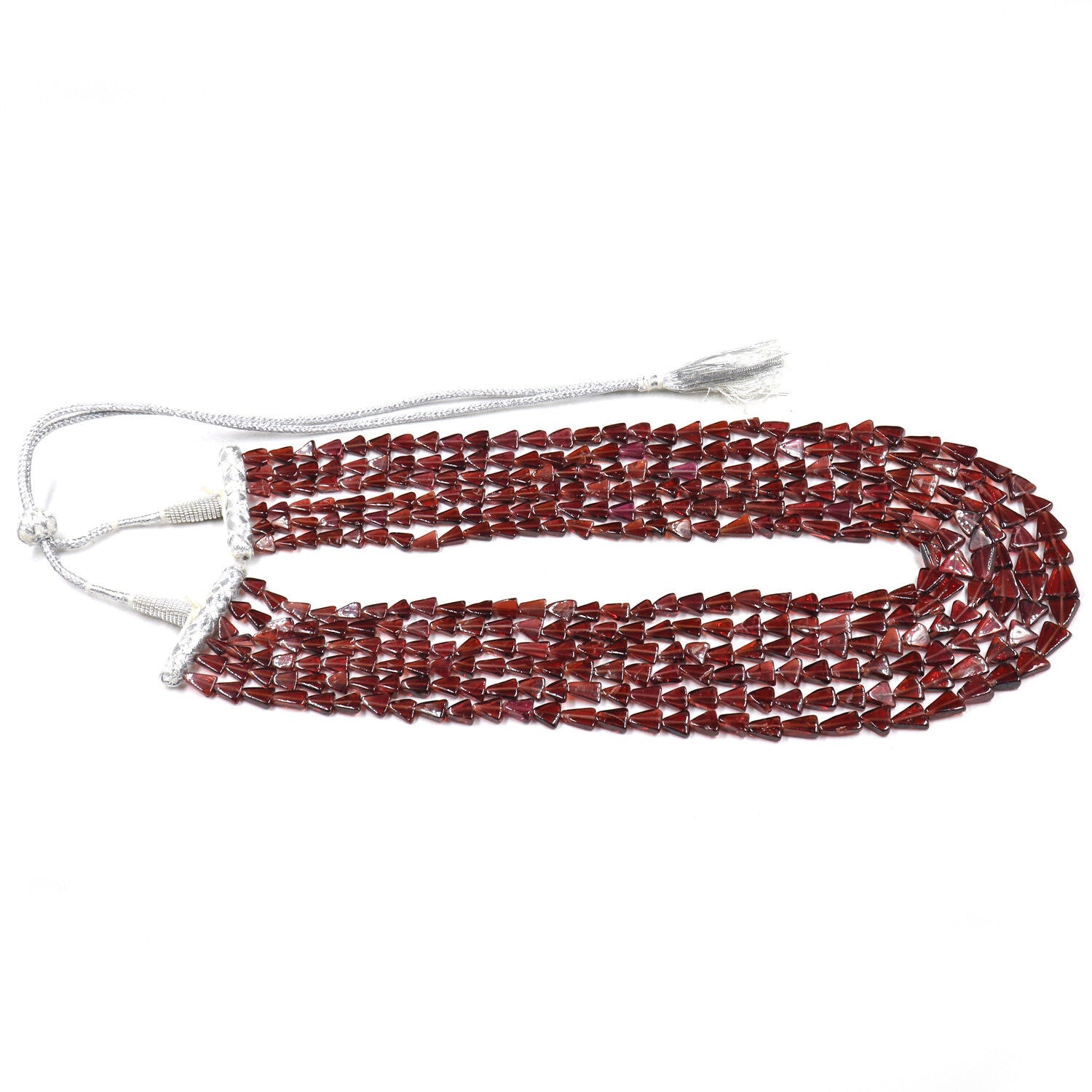 NATURAL GARNET BEADS FANCY 6 LINE 600 CARATS GEMSTONE LADIES BEADS NECKLACE