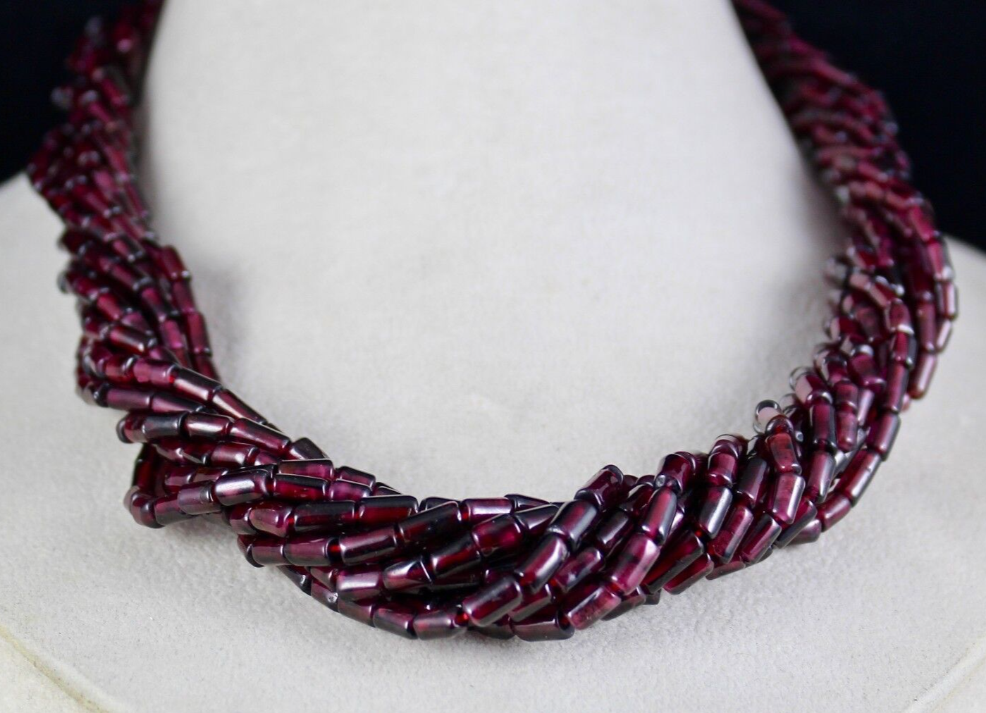 Natural Red Garnet Tube Beads Necklace 10l, 937ct Sterling Silver Ladies Fashion