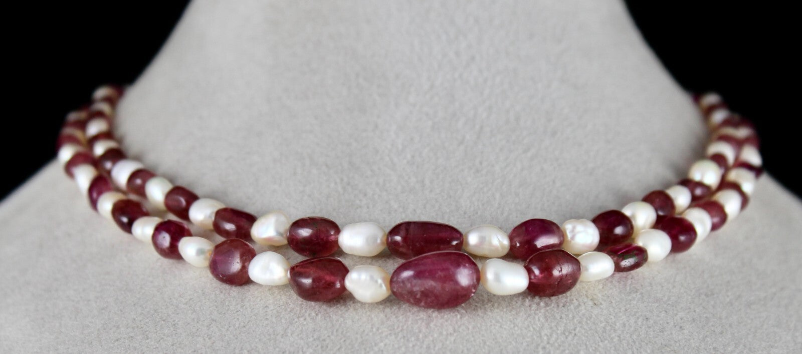 Certified Natural Pink Tourmaline Rubellite 218ct Pearl Beads Gemstone Necklace