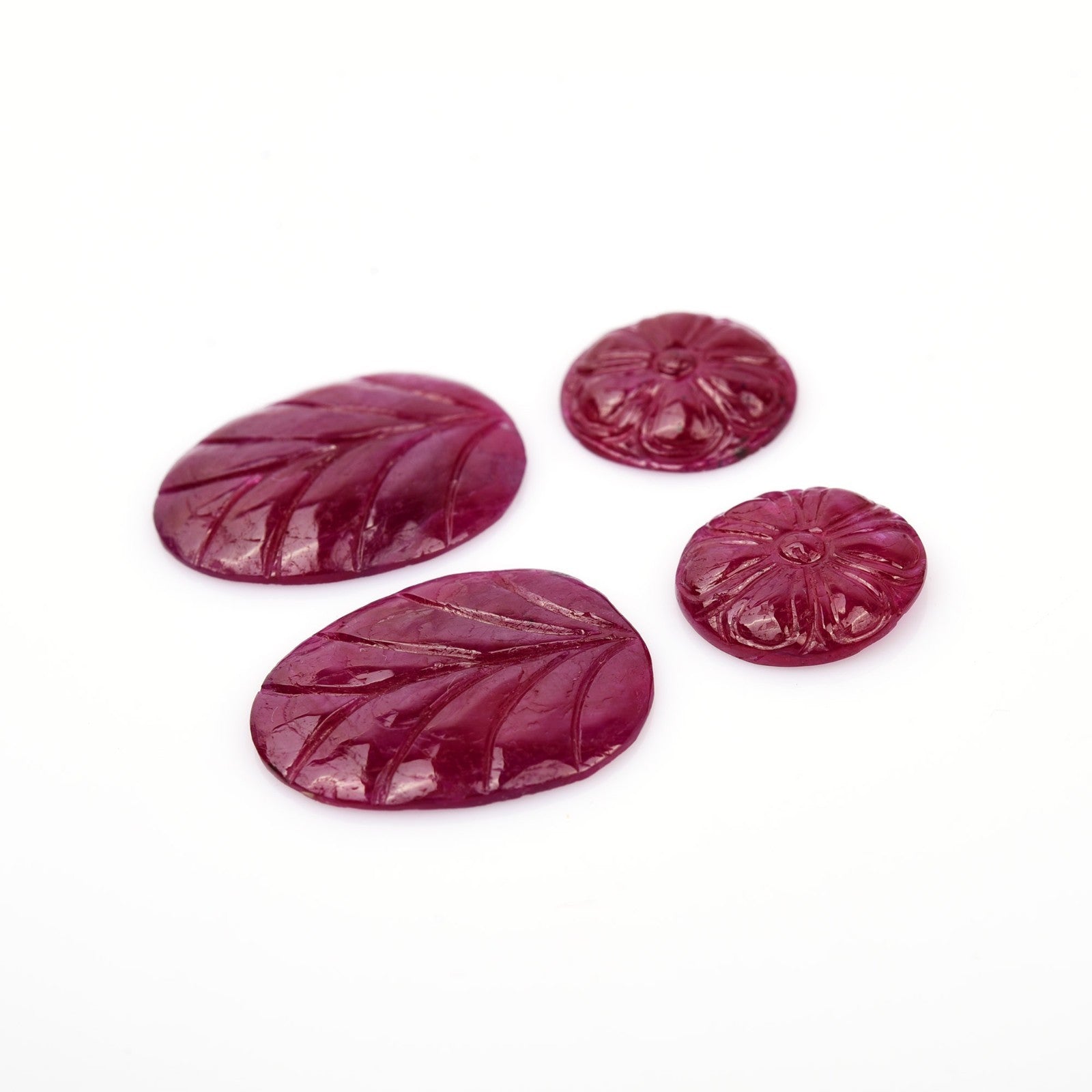 Certified Natural Ruby Engraved Dangle Pair 4 Pc 21.13 Ct Loose Gemstone Earring