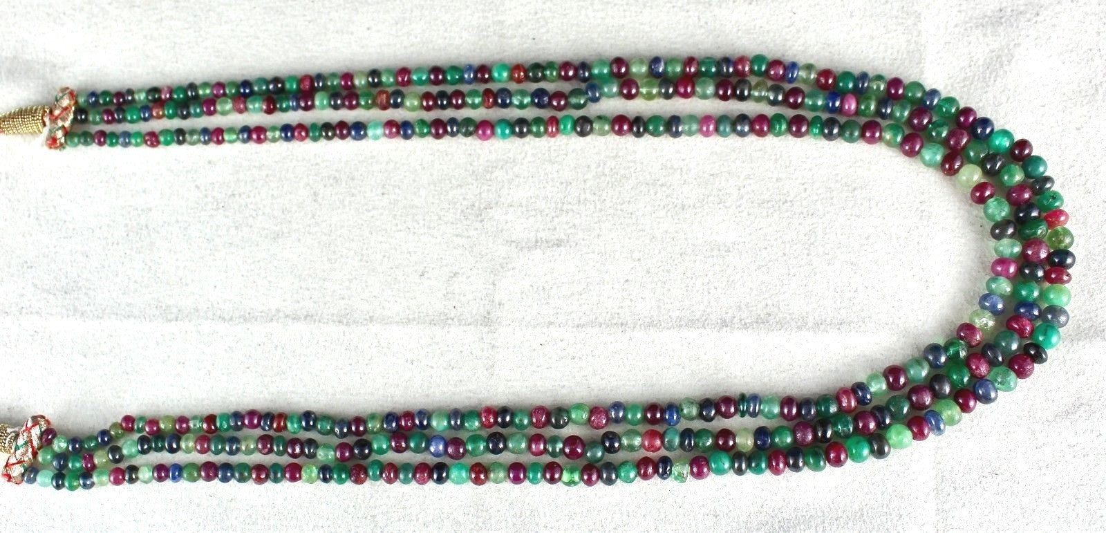 Certified Natural Emerald Ruby Sapphire 303ct Gemstone Necklace For Women