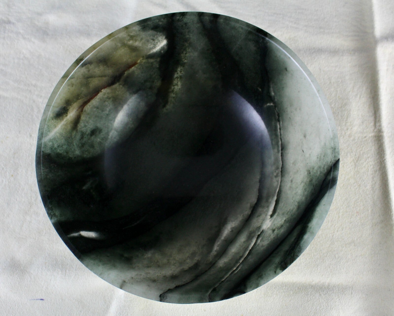 1660 Ct Natural Green Agate Carved Designer Round Bowl For Home Decor