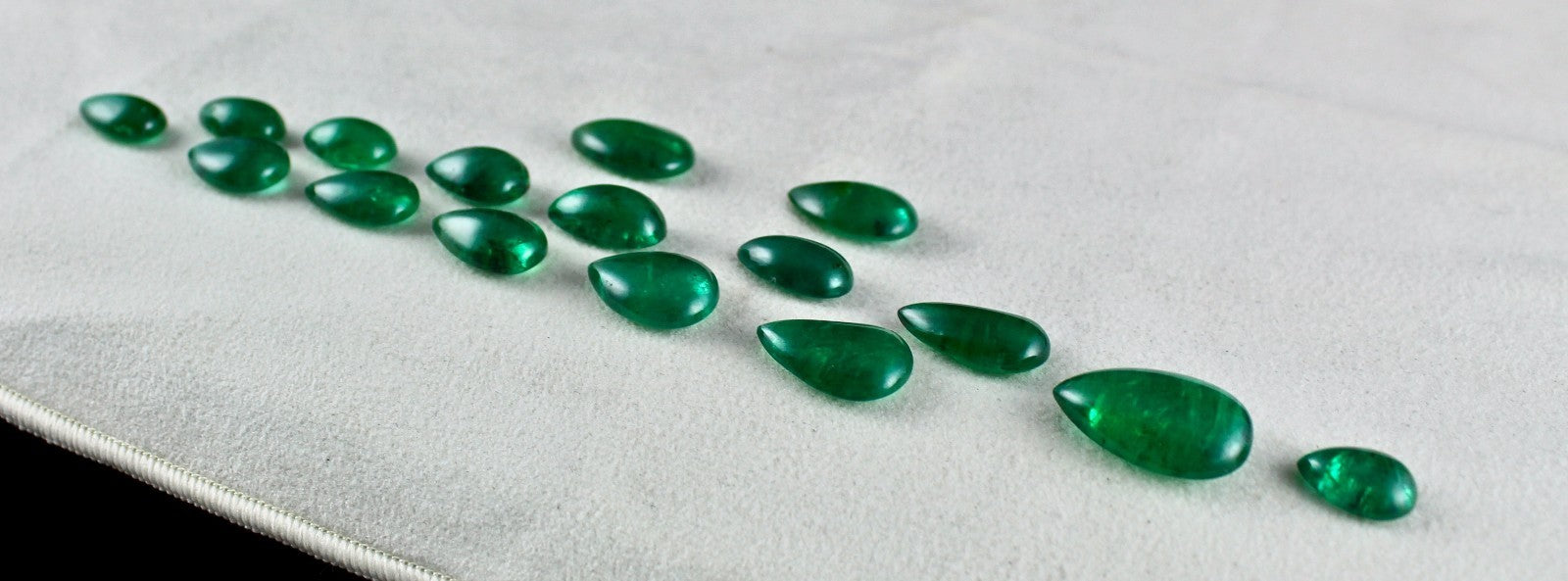 Certified Natural Emerald 110.38 Ct Pear Cabochon 16 Pc Loose Gemstone Necklace