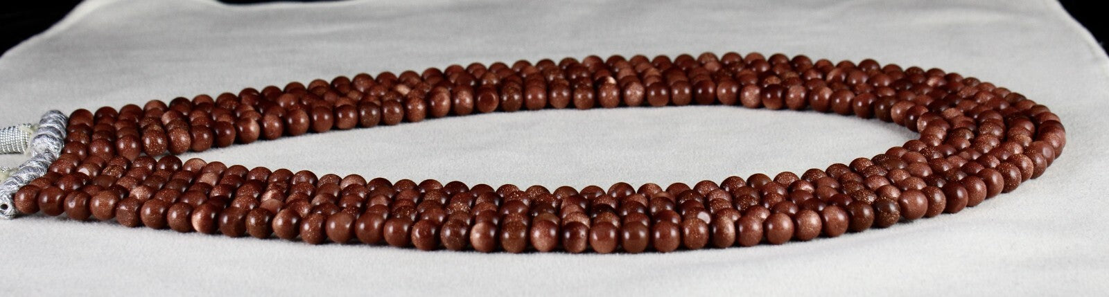 Gold Sun Sitara Sunstone Necklace 5 L 757 Ct Round Beads Semi Precious Gemstone