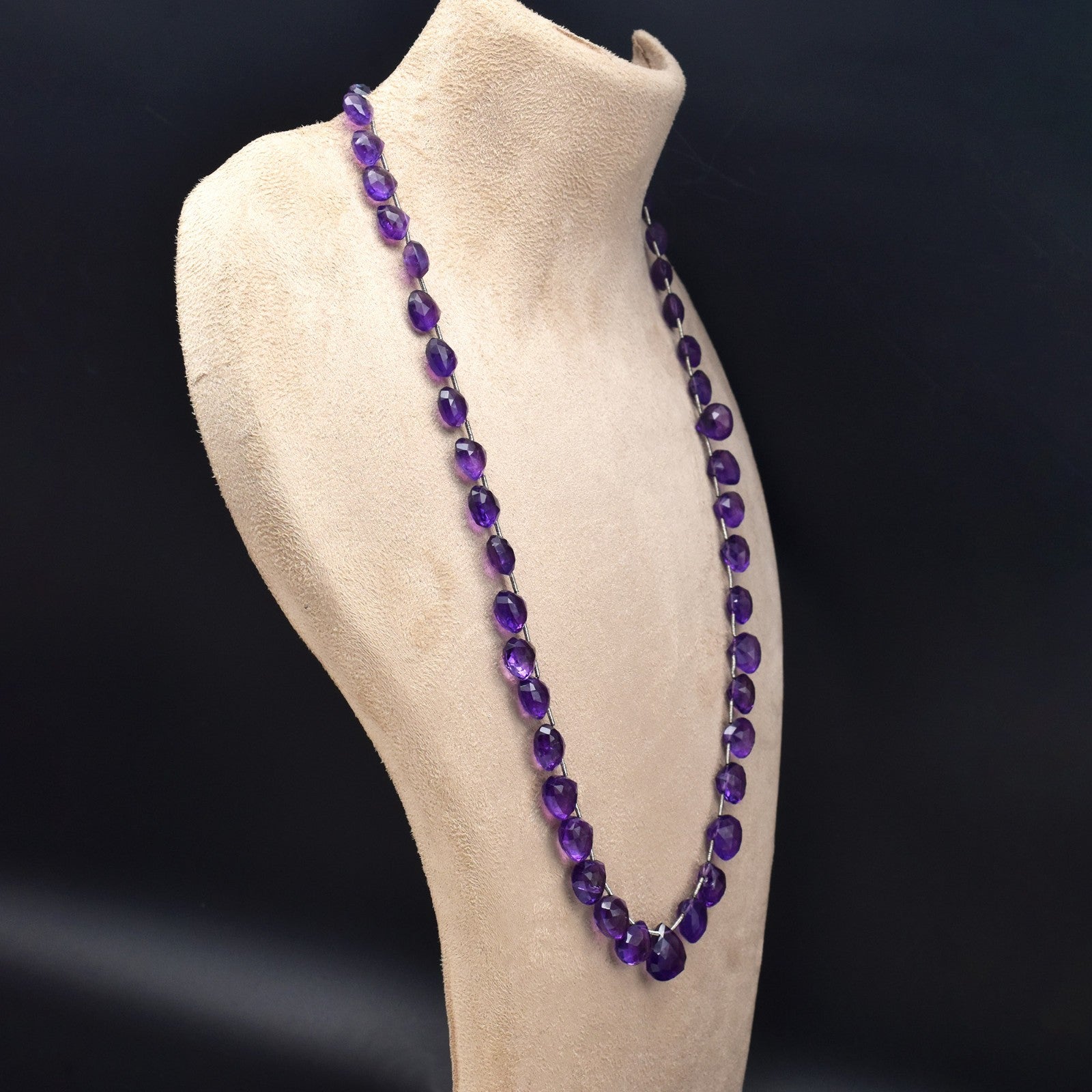 Natural Amethyst 783ct Beads Tear Drops 14mm Purple Gemstone Necklace