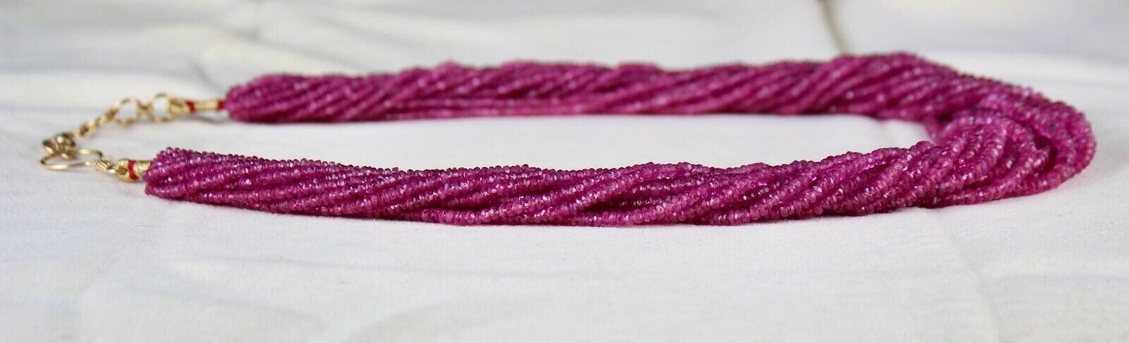 REDDISH NATURAL NO HEAT BURMESE RUBY BEADS FACETED 547 CARATS GEMSTONE NECKLACE