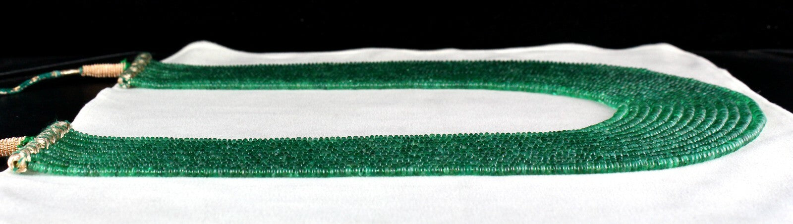 Natural Zambian Emerald Beads Necklace 871 Carat 13 Line Certified Gemstone