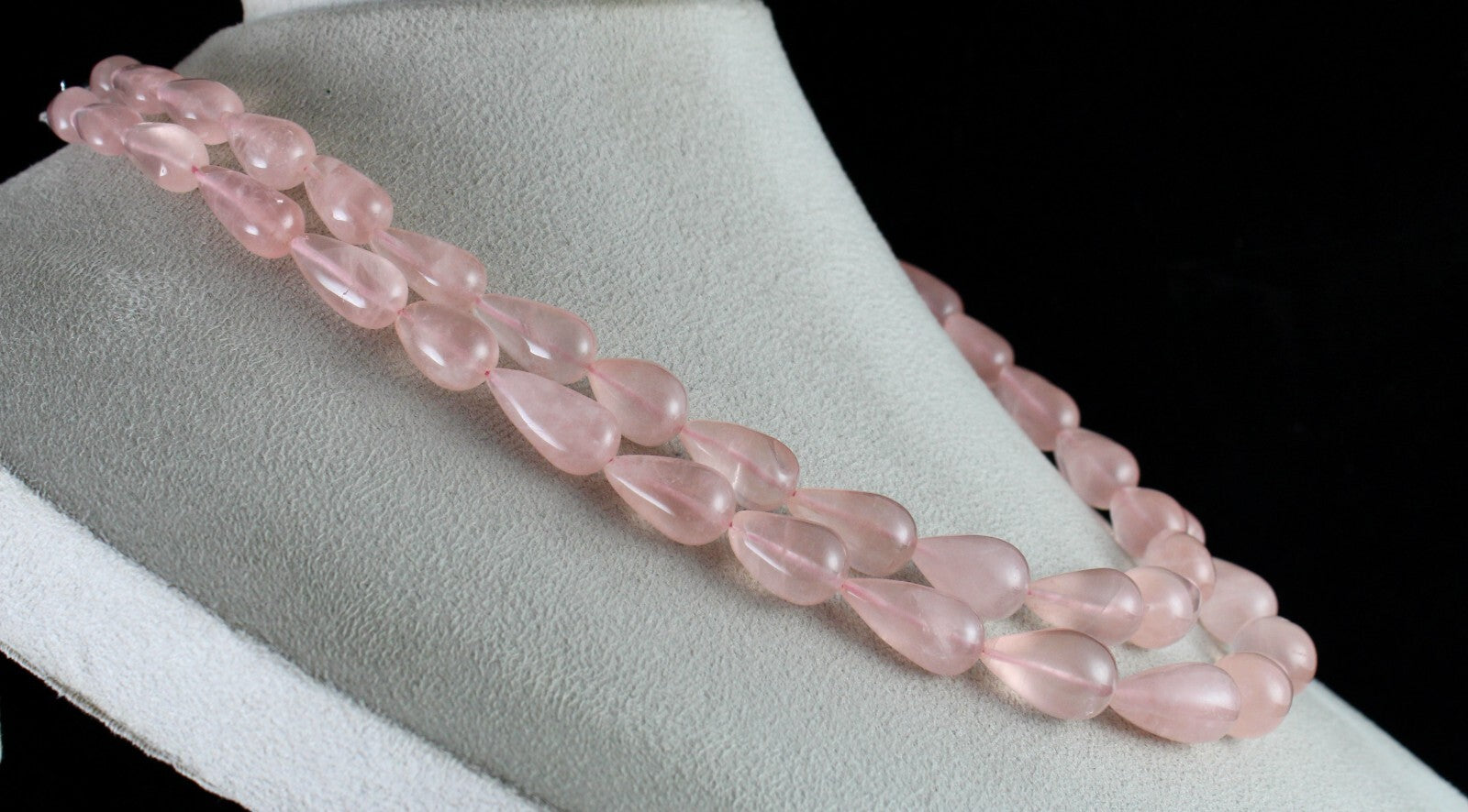 Natural Rose Quartz Beads Drops Necklace 2 L 649 Ct Gemstone Fashion For Women
