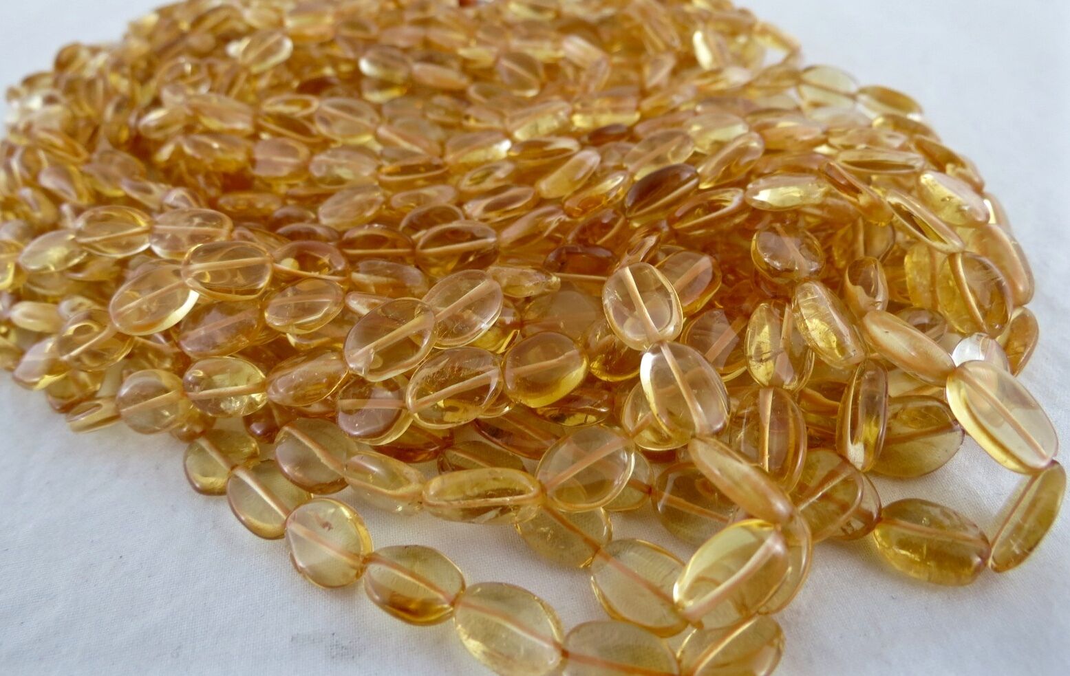 Natural Citrine Beaded Necklace 11L 982 Ct Fashion Ladies Cabochon Long Gemstone