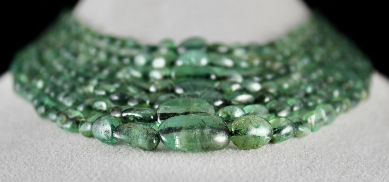 Antique Natural Emerald Beads Necklace 528 Ct Certified Long Classic 7l