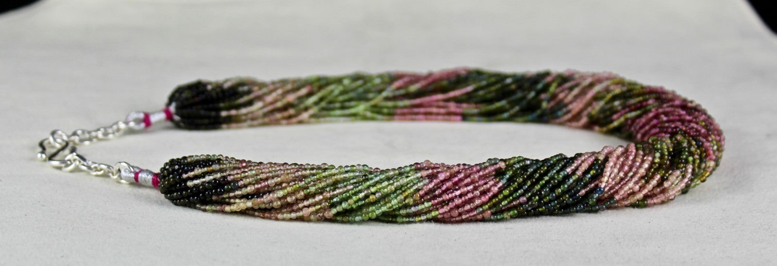 Certified Multi Color Natural Tourmaline 580ct Bunch Sterling Silver Necklace