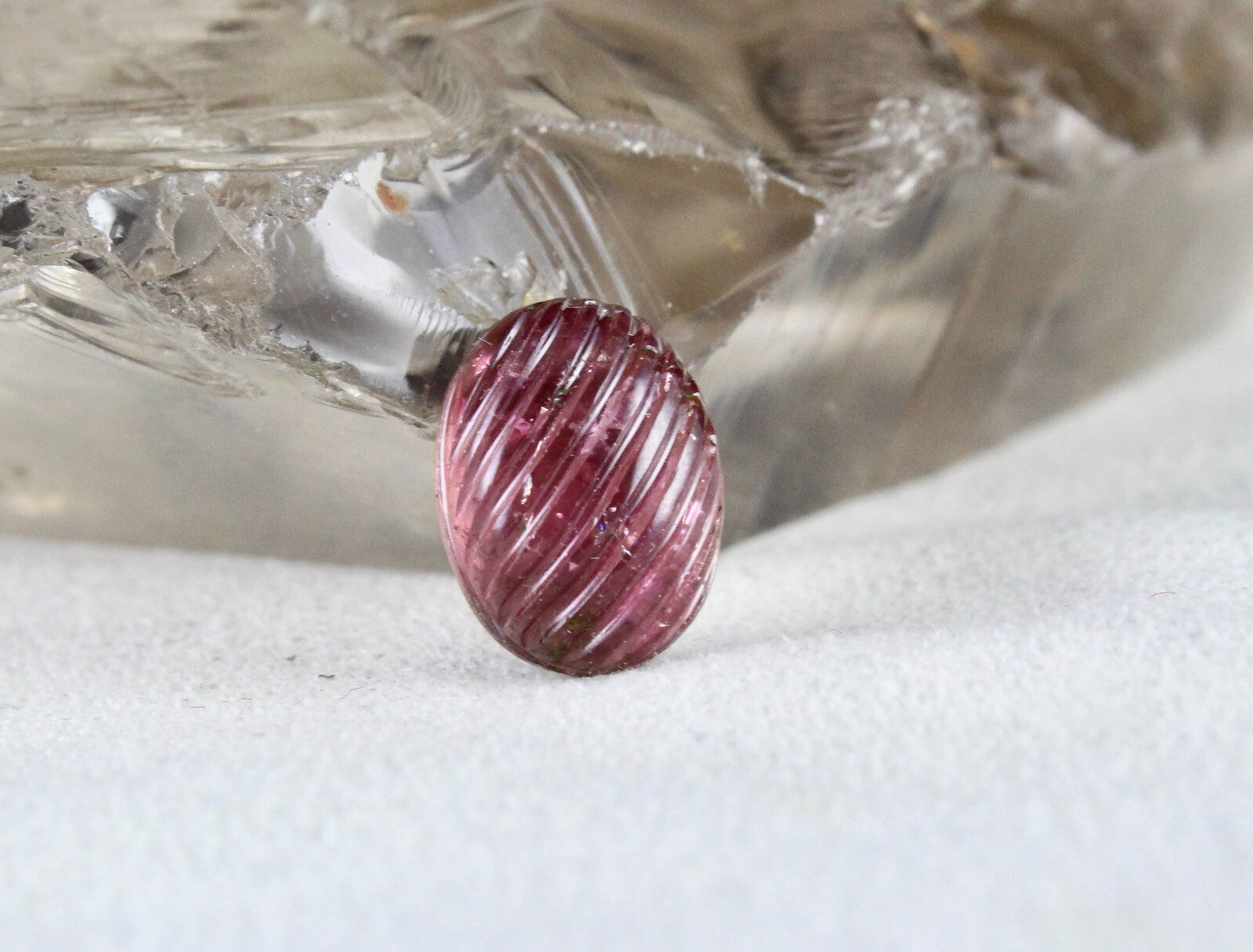 Natural Pink Tourmaline Carved Oval Cabochon 14x11mm 8.60ct Gemstone Ring
