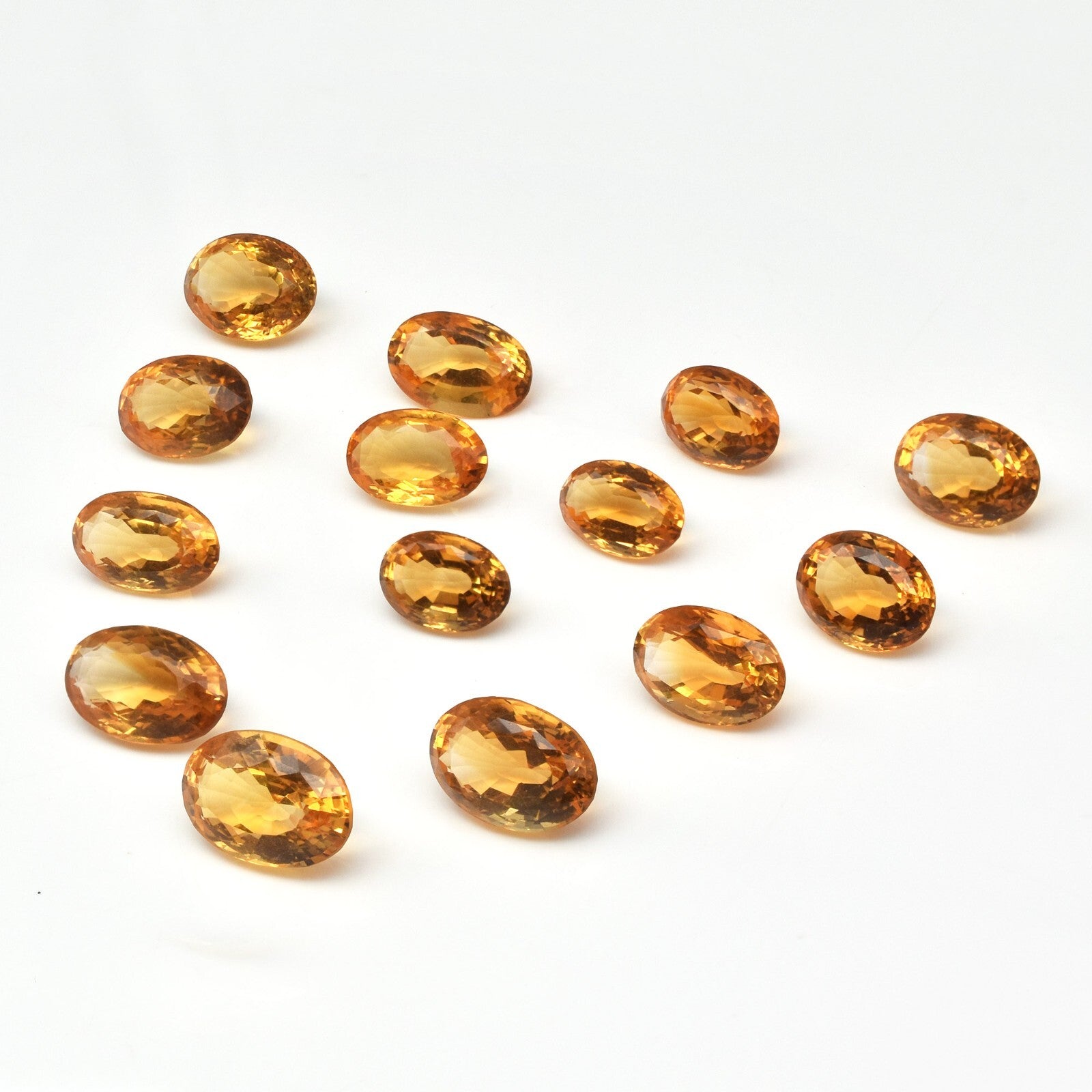 Certified Natural Yellow Citrine Oval Cut 14 Pc 138.50 Ct Gemstone Set Necklace