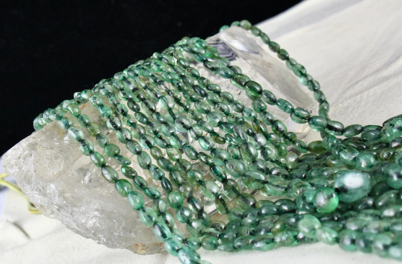 Antique Natural Emerald Beads Necklace 528 Ct Certified Long Classic 7l