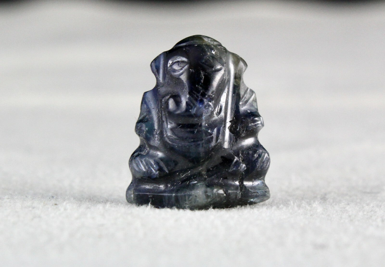 Natural Black Sapphire 18.95 Ct Carved Ganesha Gemstone Ring Pendant Spiritual