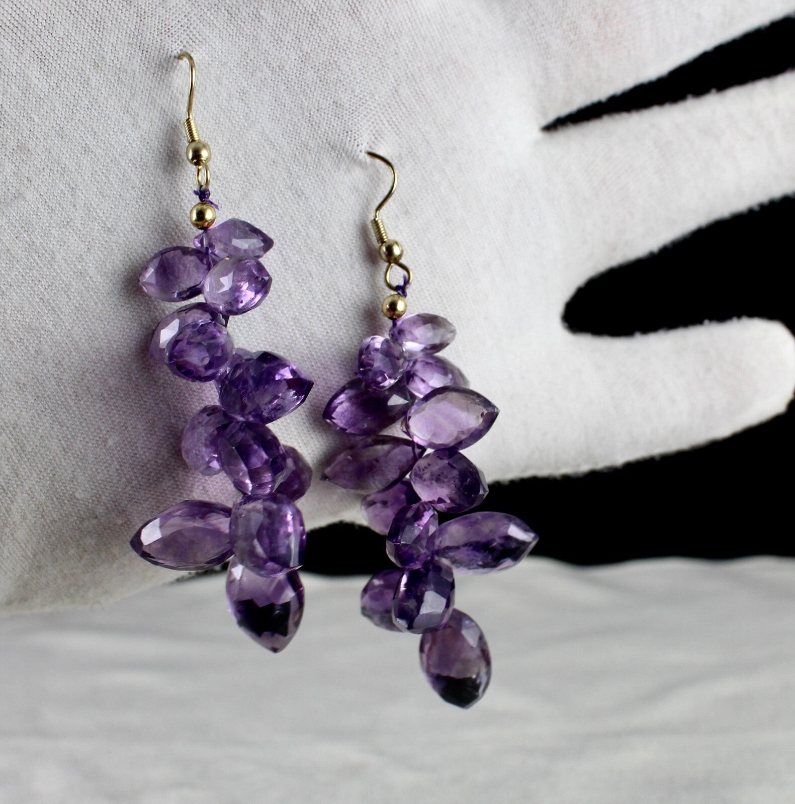 Natural Amethyst 122 Ct Beads Tear Drops Gemstone Fashion Earring