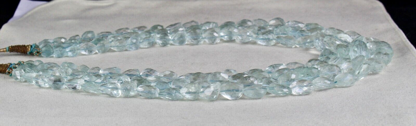 Natural Blue Aquamarine Faceted Tumble Beads 4L 1119 Ct Finest Gemstone Necklace