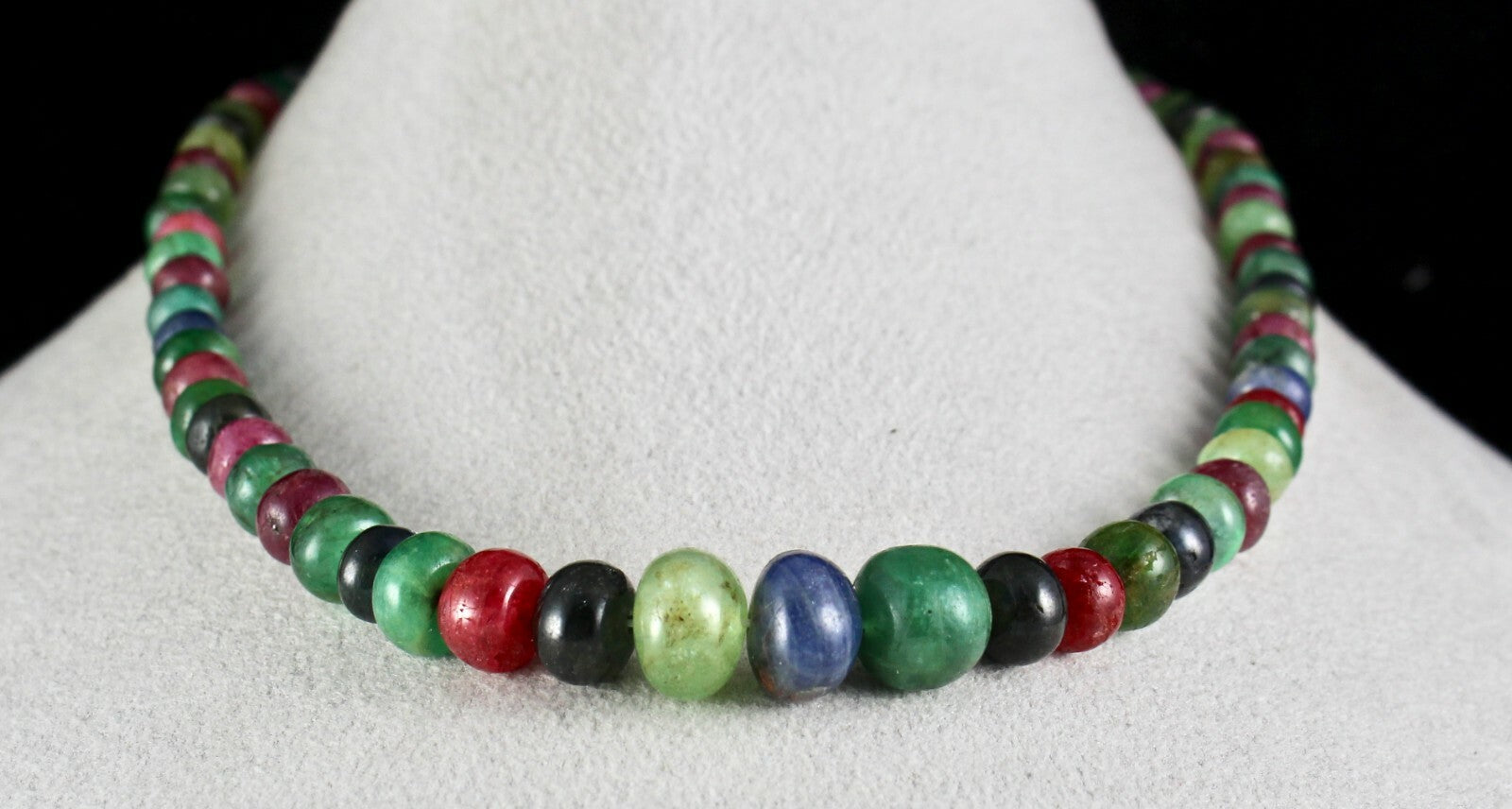 Certified Natural Emerald Ruby Sapphire 327ct Sterling Silver Necklace For Women