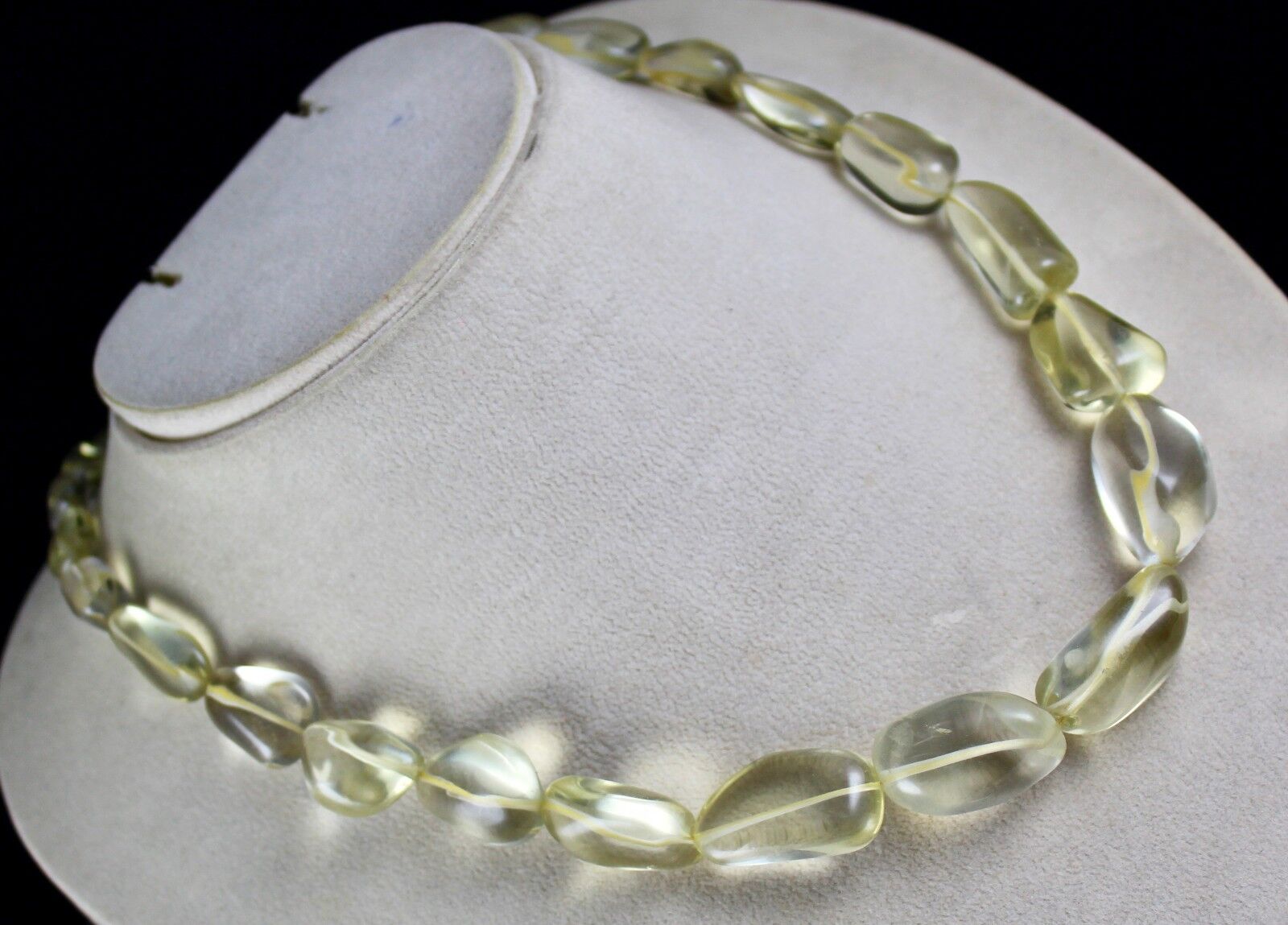 NATURAL LEMON QUARTZ TUMBLE SEMI PRECIOUS BEADS 1 L 580 CARATS GEMSTONE NECKLACE