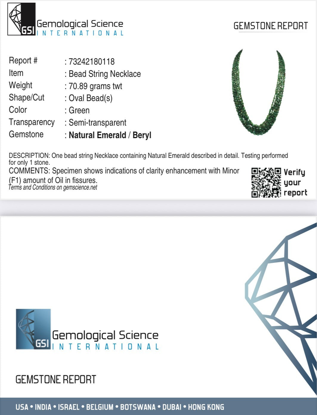 Certified Antique Natural Emerald Necklace 328ct Precious Gem Beaded Strings