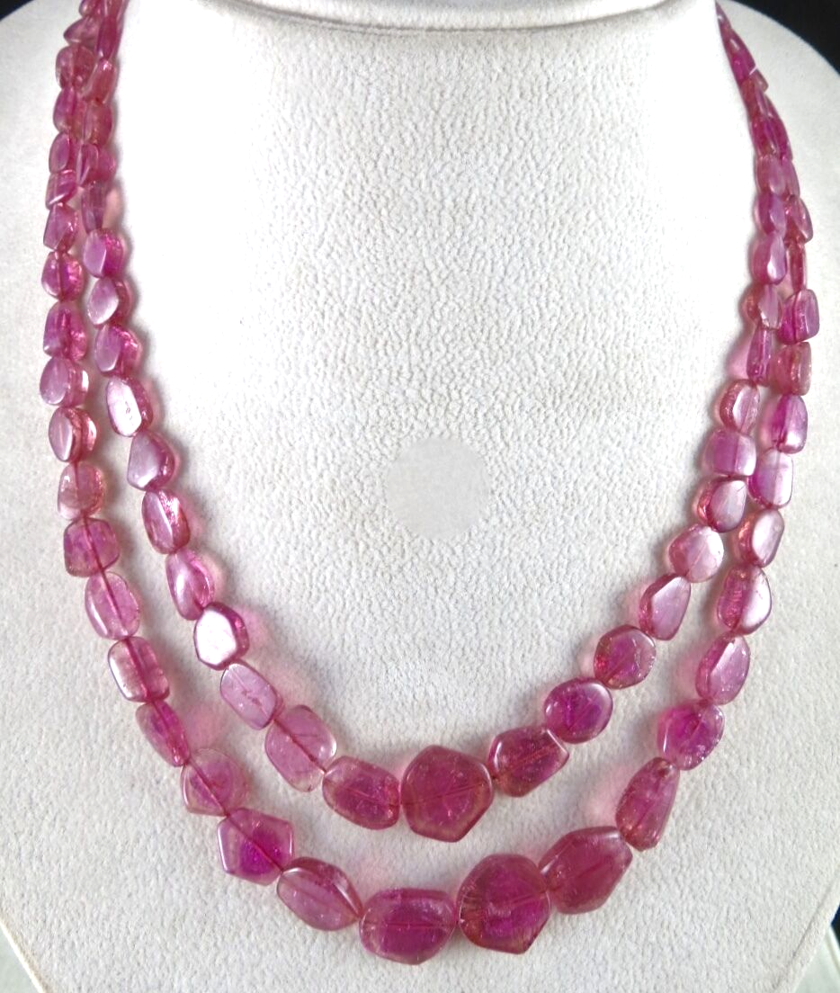 Certified Natural Pink Tourmaline Rubellite Fancy Beads Necklace 212 Ct Gemstone