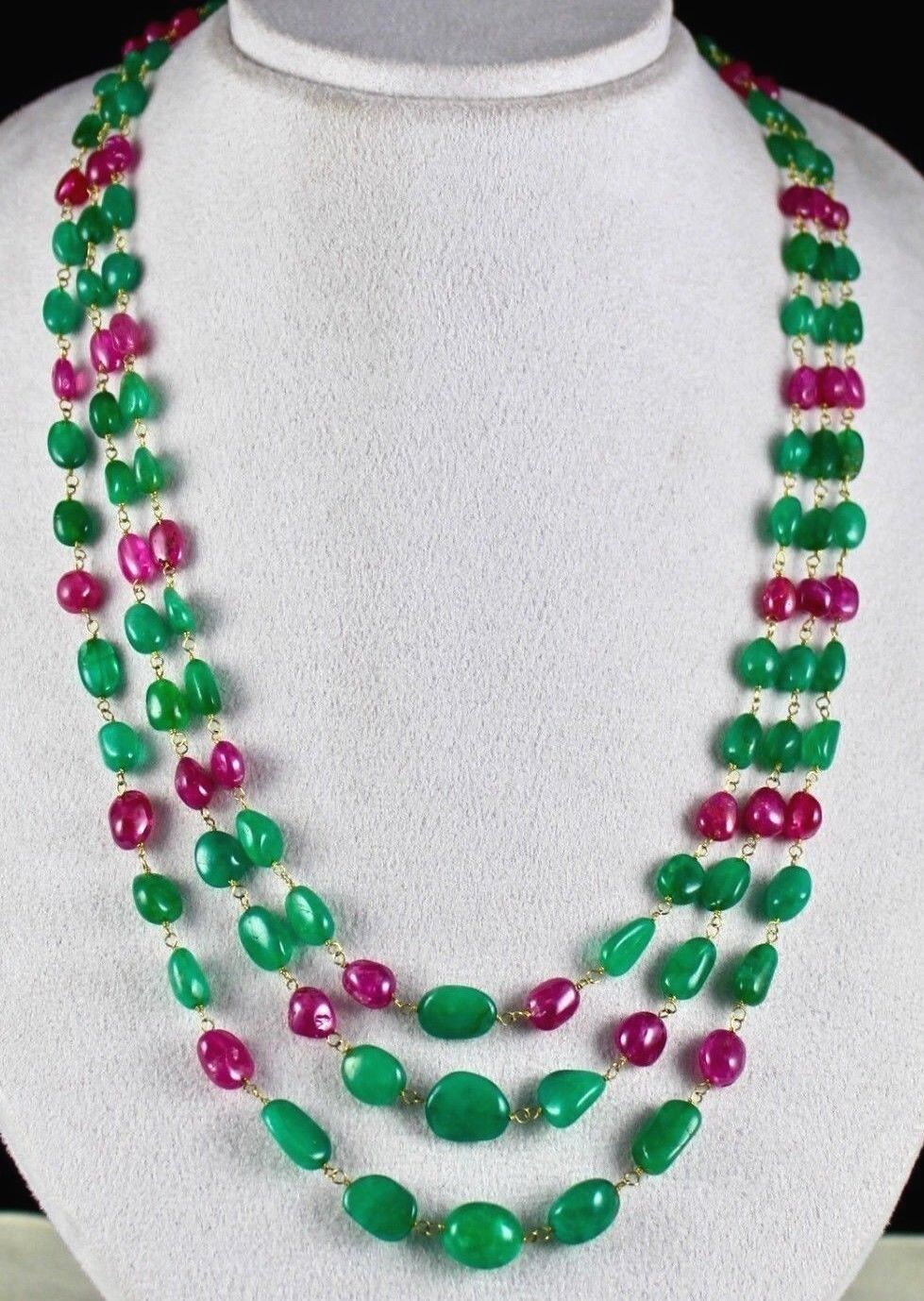 Certified Natural Colombian Emerald Burma Ruby 347 Ct 18k Gold Diamond Necklace