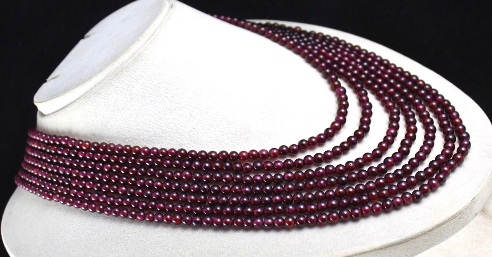 NATURAL RED GARNET BEADS ROUND 7 LINE 901 CARATS GEMSTONE LADIES STONE NECKLACE