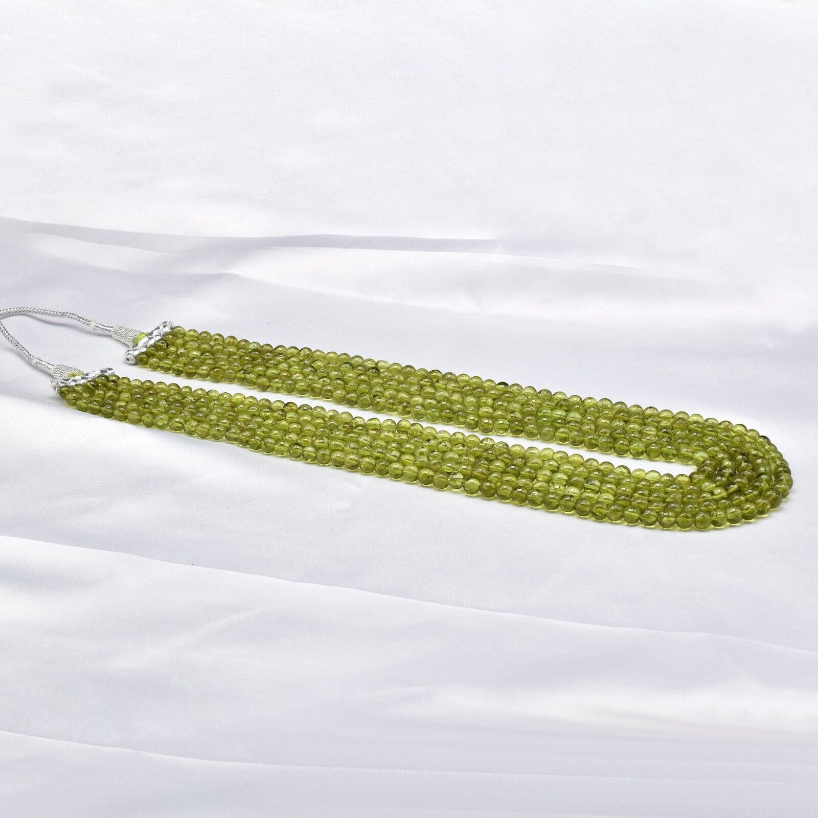 Natural Peridot Beads Round 5 L 800 Ct Green Gemstone Beaded Cocktail Necklace