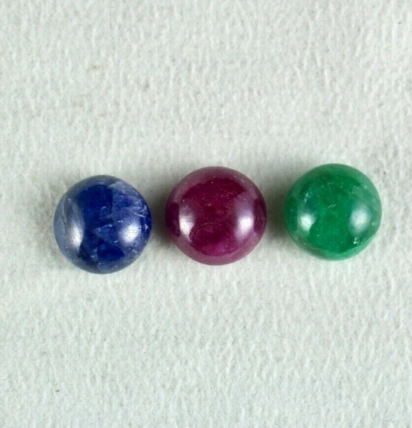 NATURAL RUBIES EMERALD BLUE SAPPHIRE CABOCHON ROUND 14 MM BIG 41 CARATS GEMSTONE