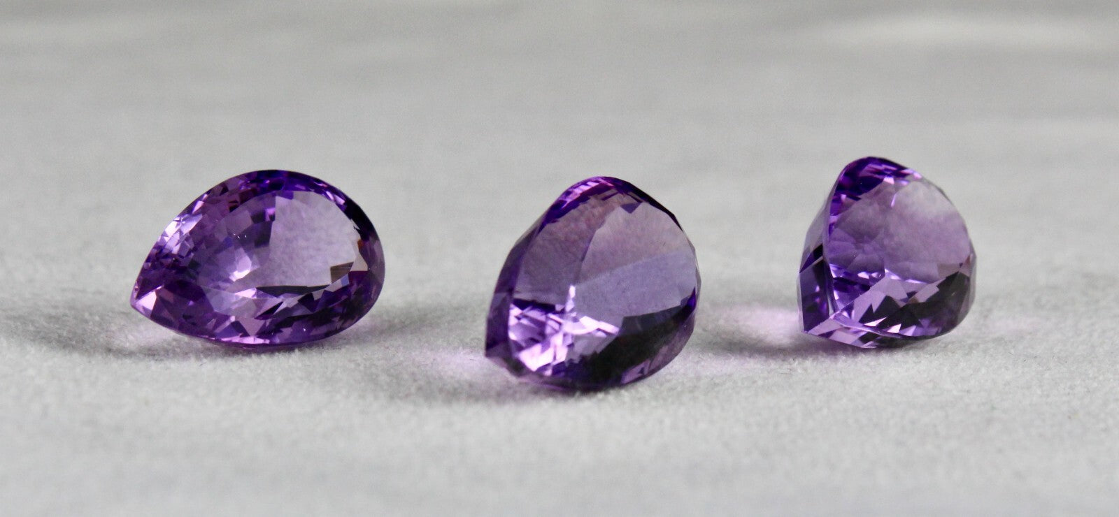 Natural Amethyst Pear Cut Gems 3 Pc 51.18 Ct For Earring Pendant Designing